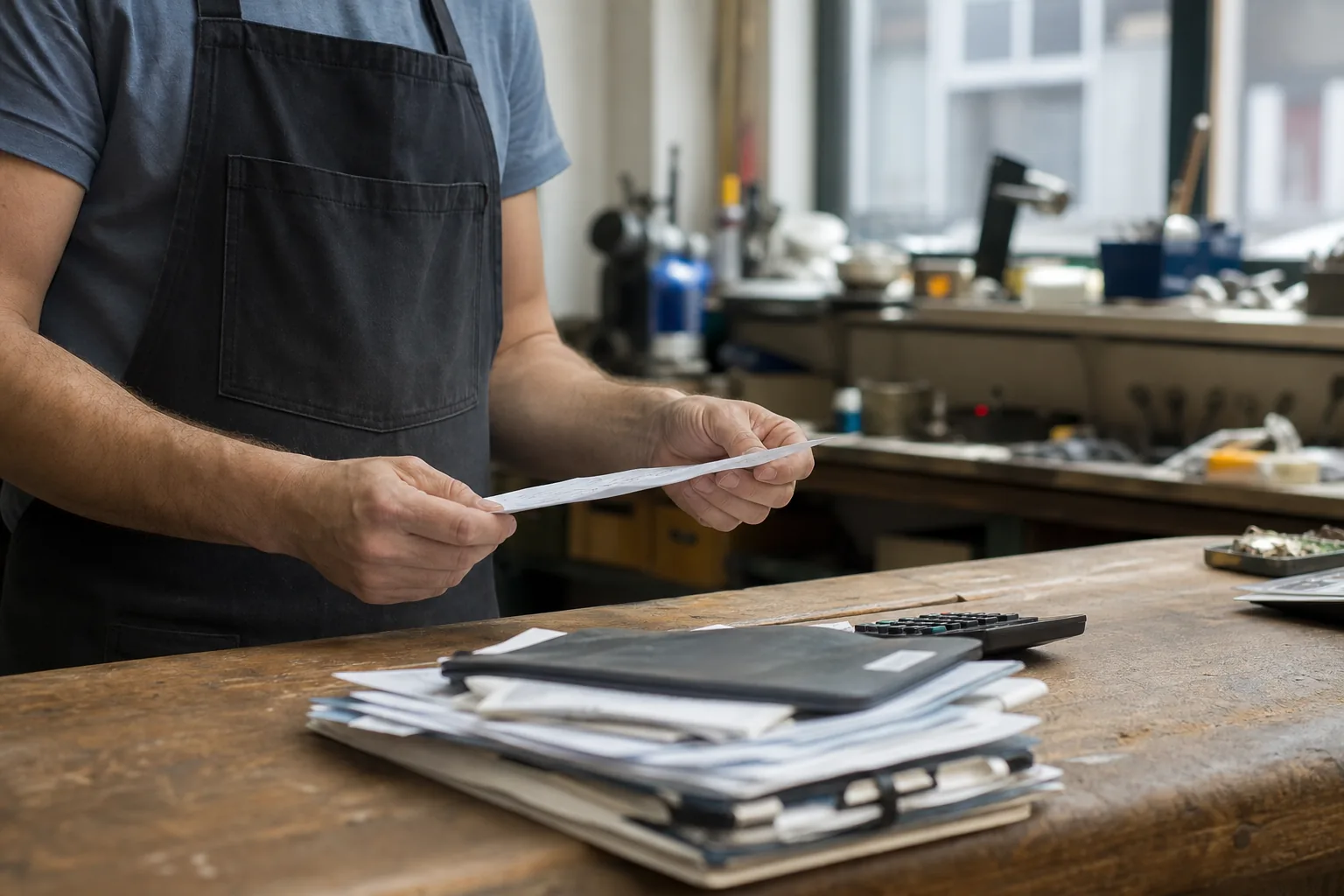 Werk in een Nederlandse winkel of werkplaats. Beeld bij het artikel: Hoelang moet u uw reparatiebonnen bewaren en welke btw- en privacyregels gelden daarbij?